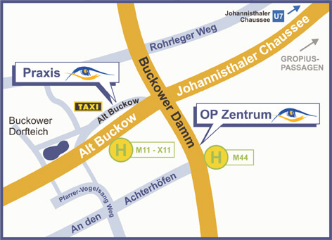 Anfahrt zur Augenarztpraxis und zum OP-Zentrum Dr. Liegl, Berlin